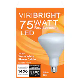 VIRIBRIGHT - 100-Watt EQ BR40 Dimmable 1400lm 2700K LED Light Bulb, 1-Pack - White
