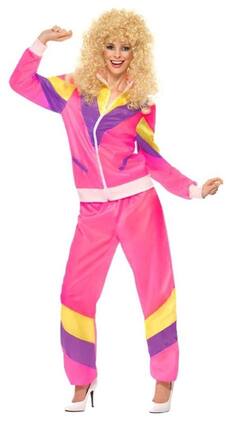 Smiffys - 80's Height of Fashion Shell Suit Costume Small - Pink