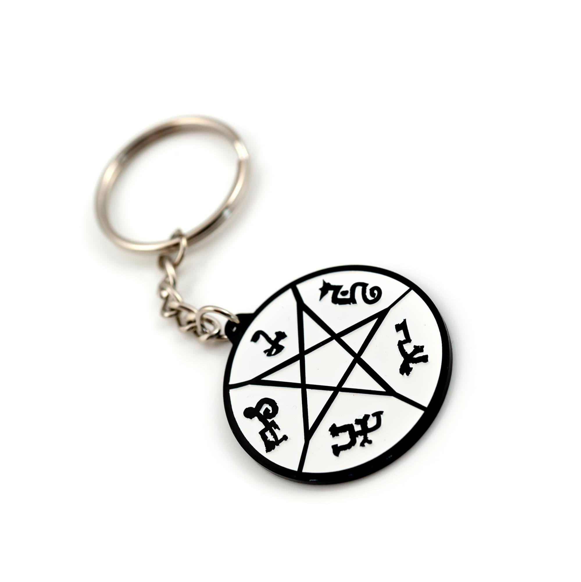 Alt View 1. Just Funky - Supernatural Devil's Trap Soft Enamel/Metal Key Chain - Black.