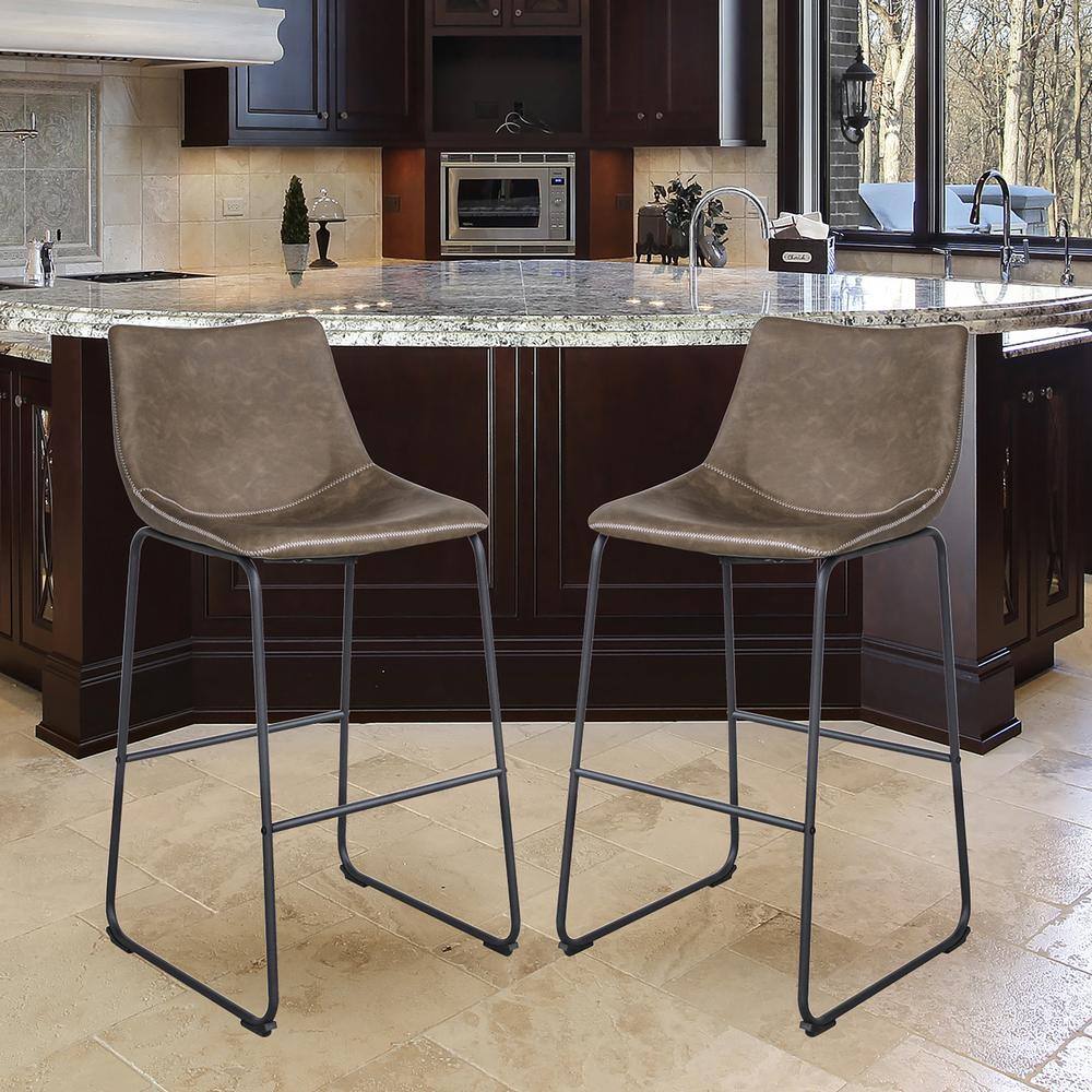 Angle. AmeriHome - Classic Faux Leather 30 Inch Pub Height Chair Set - 2 Piece - Coffee.