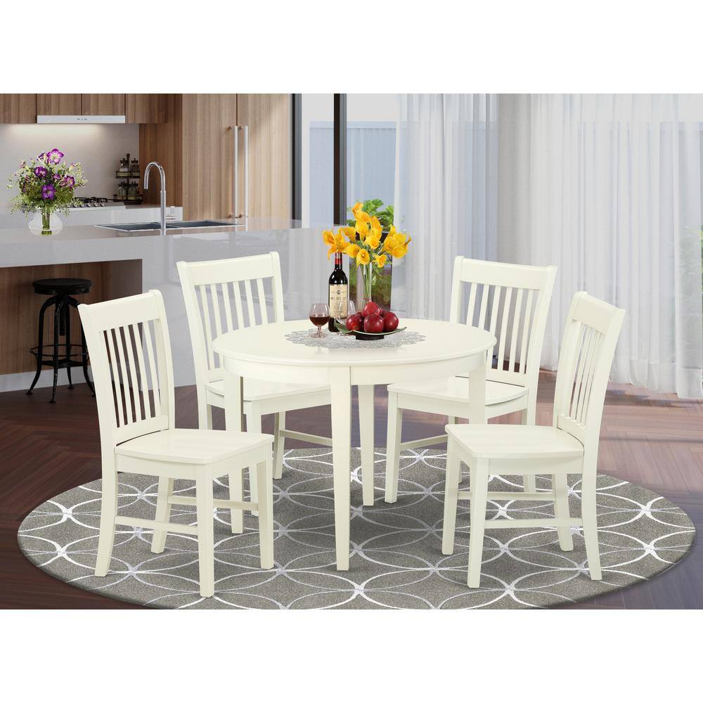 Left. East West Furniture - Dining Room Set Linen White - Brown.