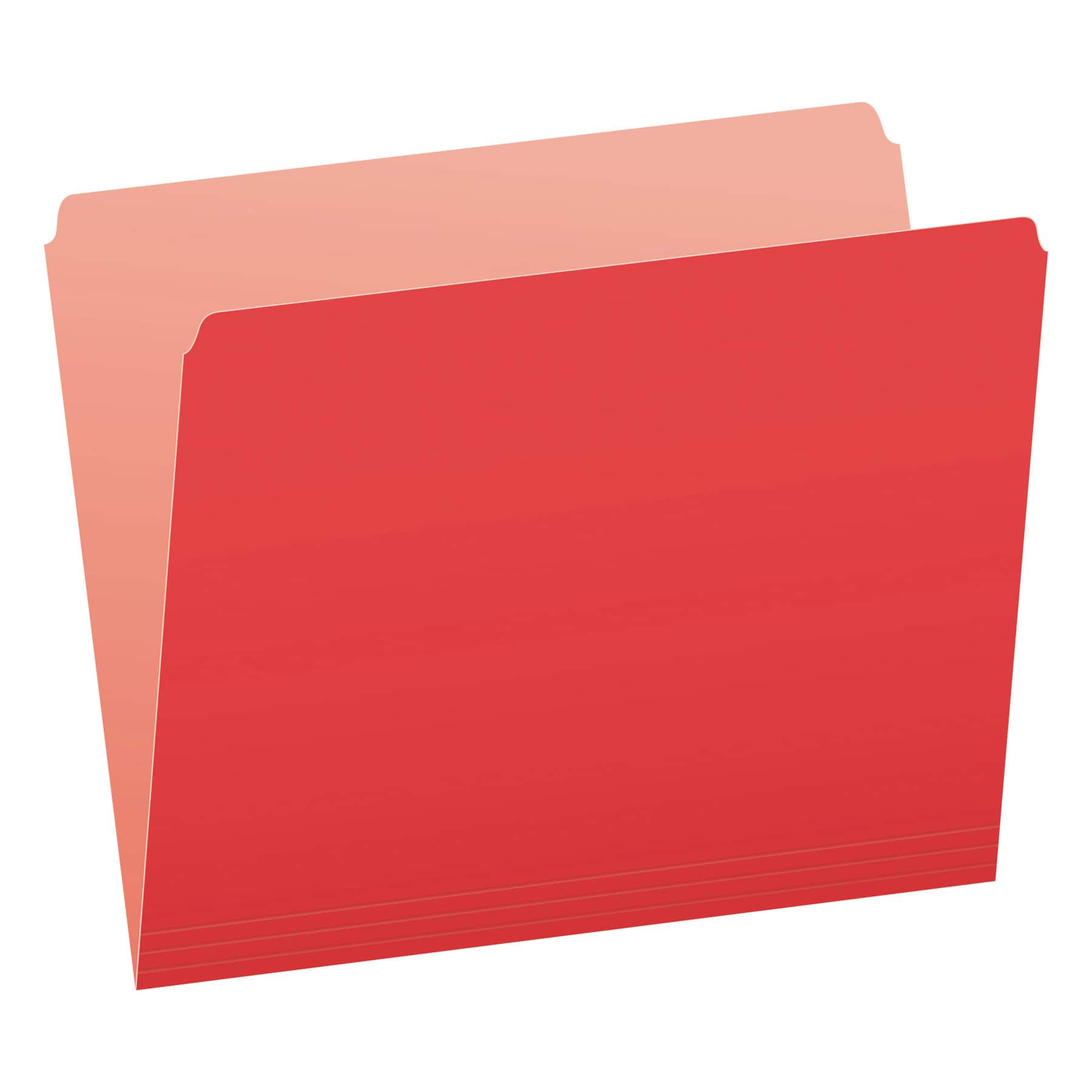 Tops Business Forms - Colored File Folders, Straight Tabs, Letter Size, Red/Light Red, 100/Box