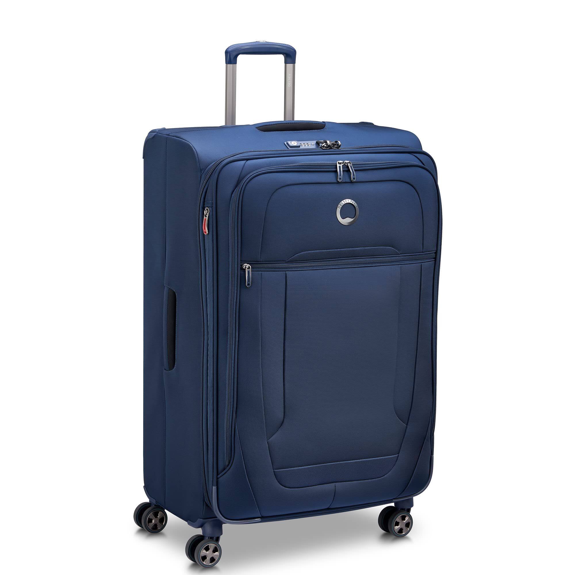 Back. Delsey - Delsey Helium DLX Checked Expandable Spinner - 29 Large - Navy.