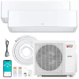 Costway - X-Pro 35000 BTU 2 Zone 12K + 24K Mini Split Air Conditioner Heat Pump, Line Set Included - White