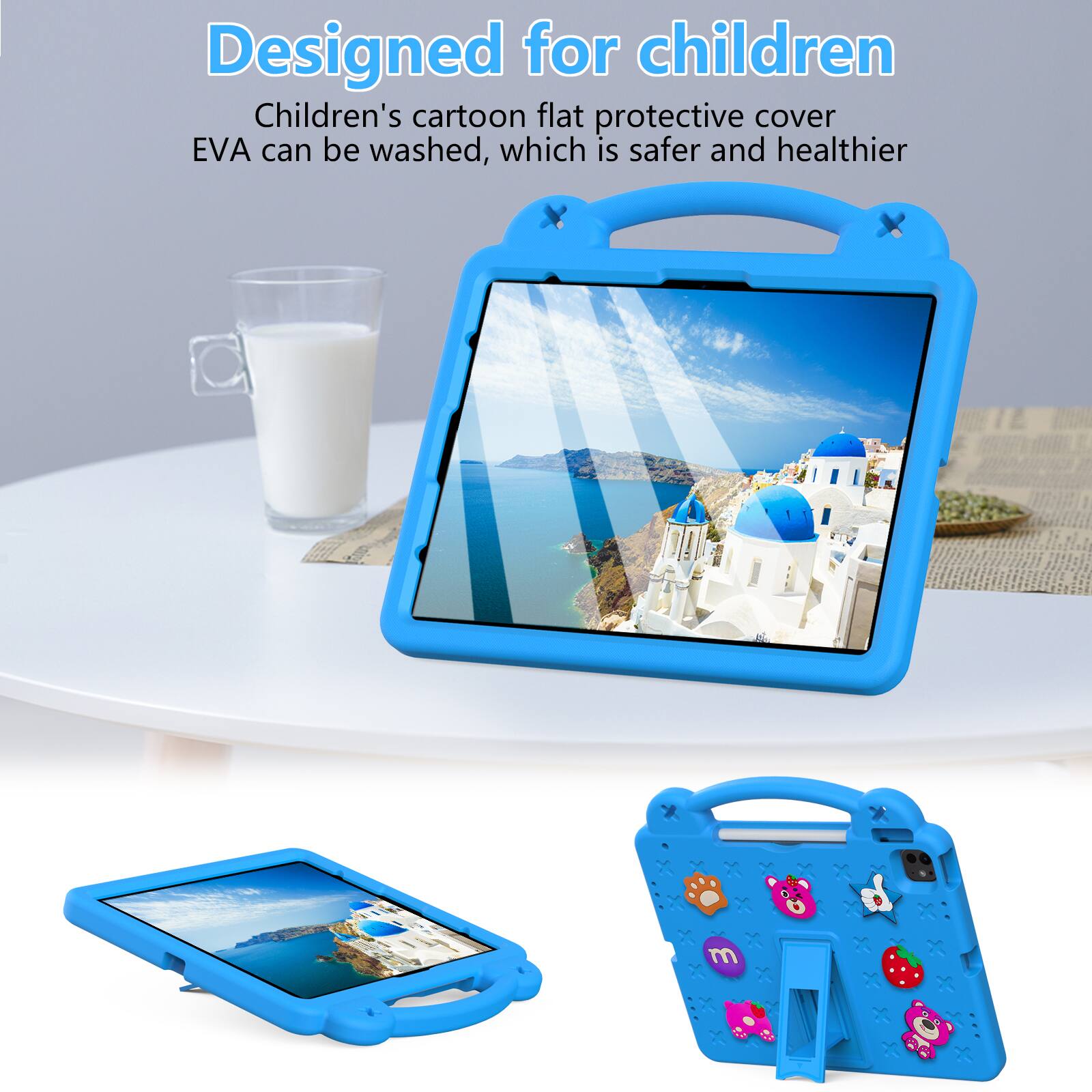 Designed for children  
Children's cartoon flat protective cover EVA can be washed, which is safer and healthier