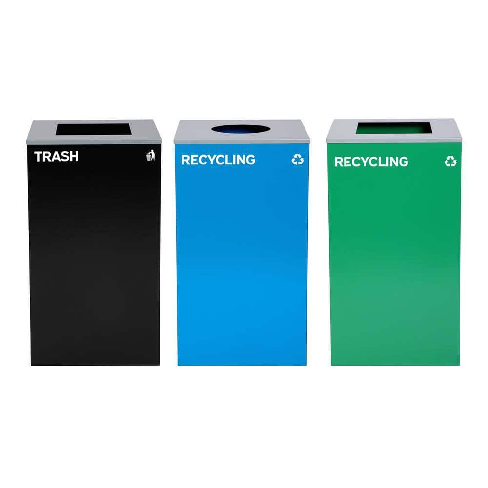 Alpine Industries - 29 Gallon Steel Open Top Recycling and Trash Set with Circle Lid – 3 Pack - Black; Blue; Green price history on PriceWatchPro
