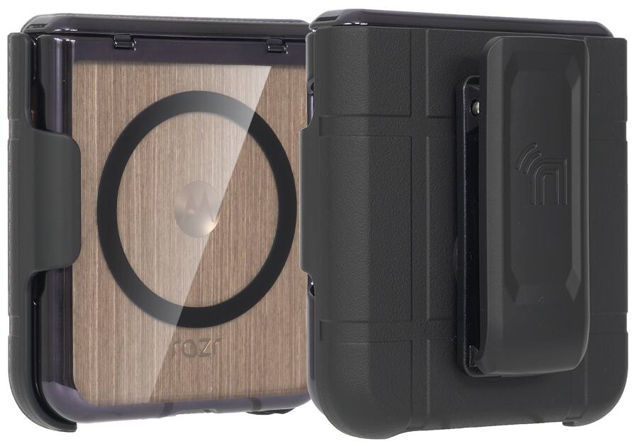 Alt View 2. Nakedcellphone - Combo for Motorola RAZR ULTRA 2025/2026 - Case with Screen/Hinge Protector and Belt Clip Holster - Black.