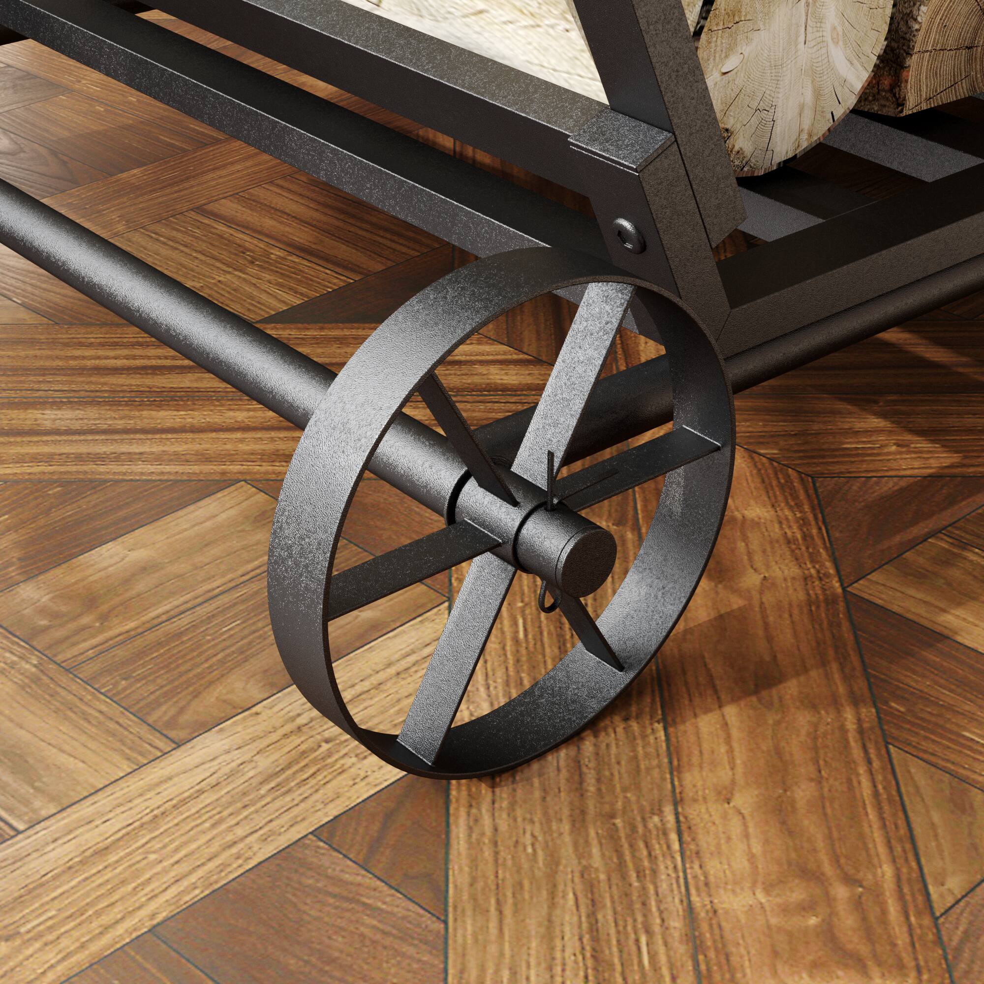 Alt View 1. Famapy - Heavy-Duty Firewood Rack with Wheels – 150 lbs Capacity, Indoor Outdoor Metal Log Holder Cart for Fireplace Storage - Black.