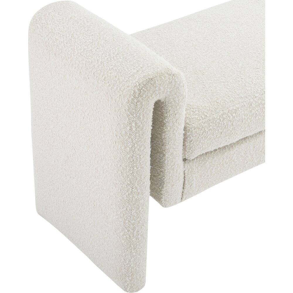 Alt View 4. Meridian Furniture - Stylus Cream Boucle Fabric Bench - Beige.