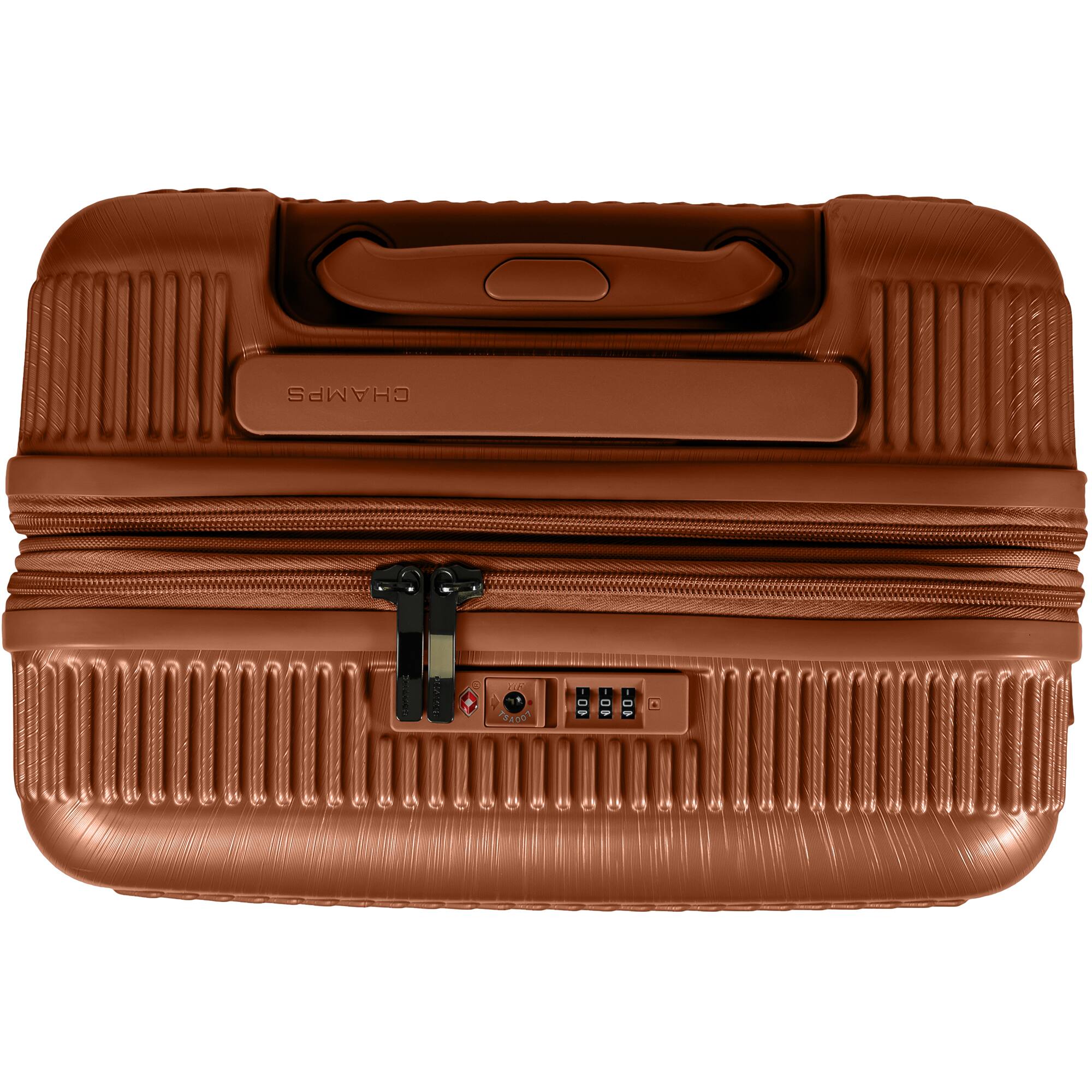 Left. Champs - Iconic II Collection 3 Piece Luggage Set - Rose Gold.