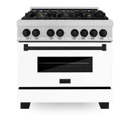 ZLINE - Autograph 36 in. Legacy Dual Fuel Range in Satin Steel w/ White & Black Accents (RASZ-WM-36-MB) - Stainless Steel