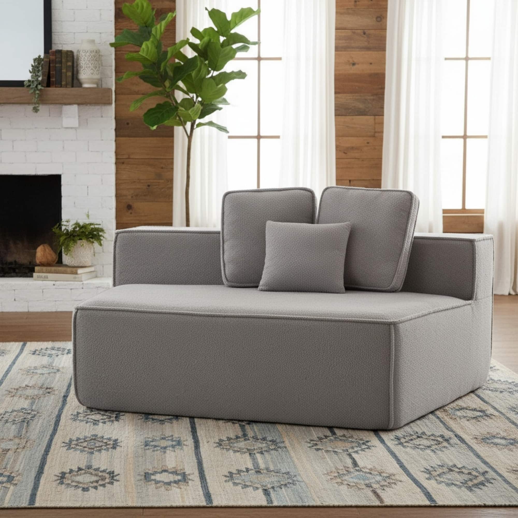 GOODSILO - Soft Modular Floor Sofa Chair with Wide Seat and Plush Back Cushions, Cozy Lounge Chair for Living Room - Gray