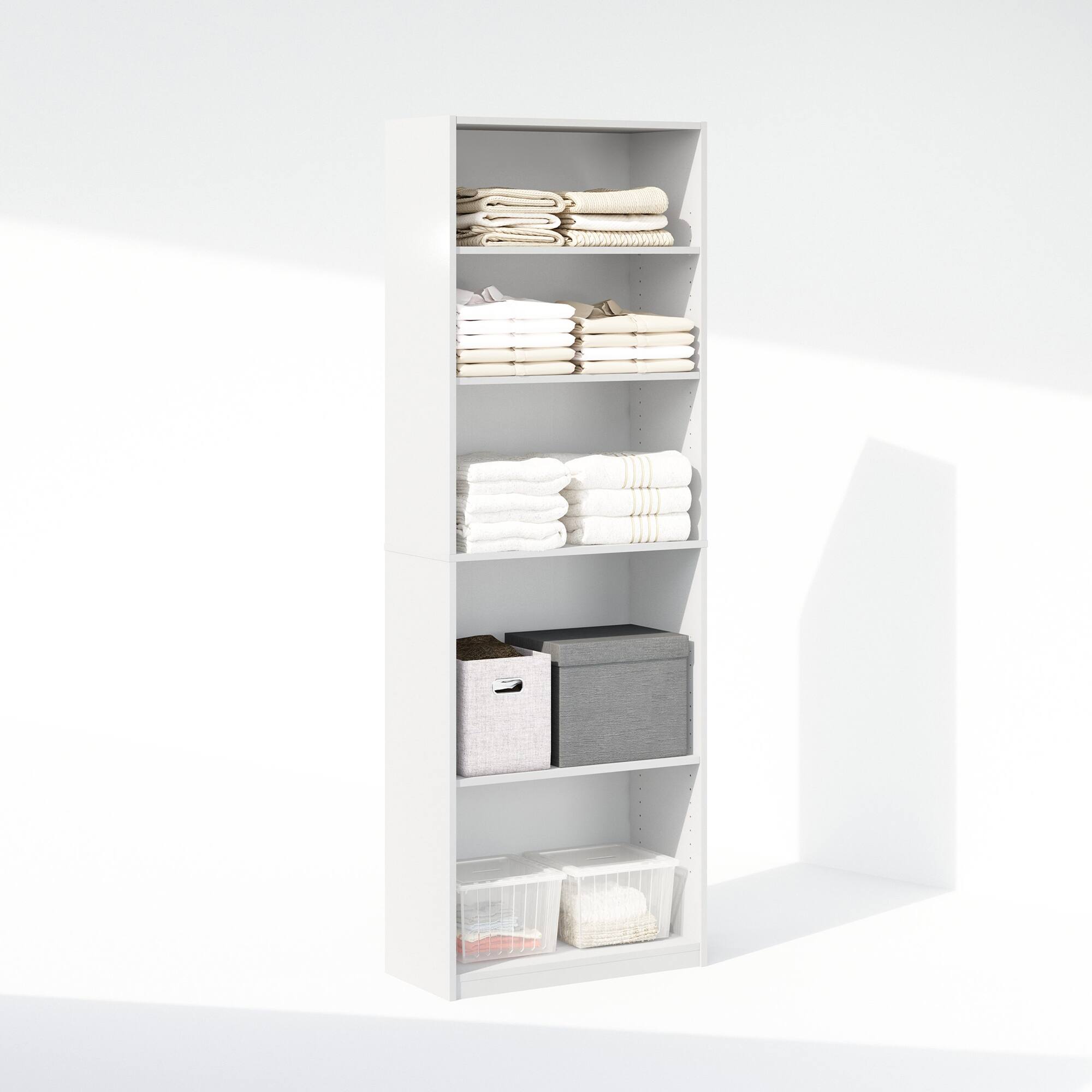 Alt View 3. Furinno - Reed 5-Tier Multipurpose Adjustable Shelf Clothing & Closet Storage Organization - White.