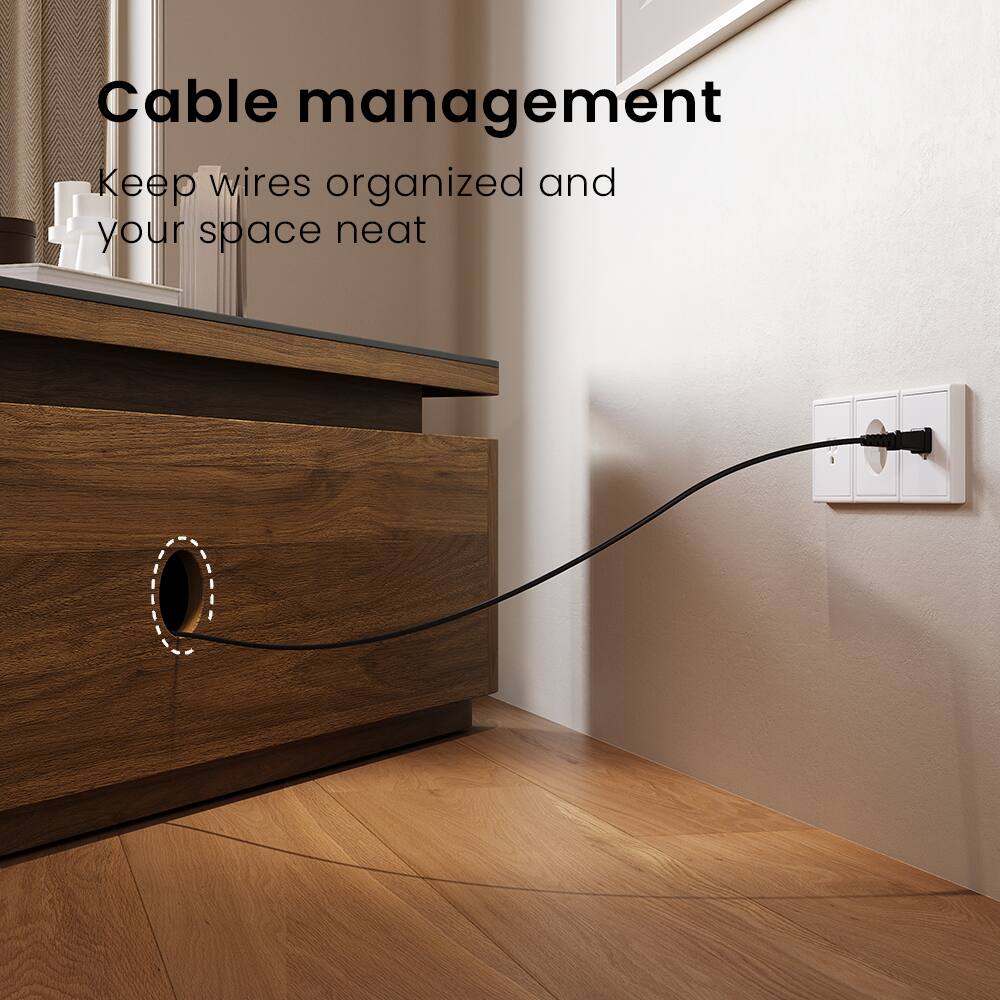 Cable management  
Keep wires organized and your space neat