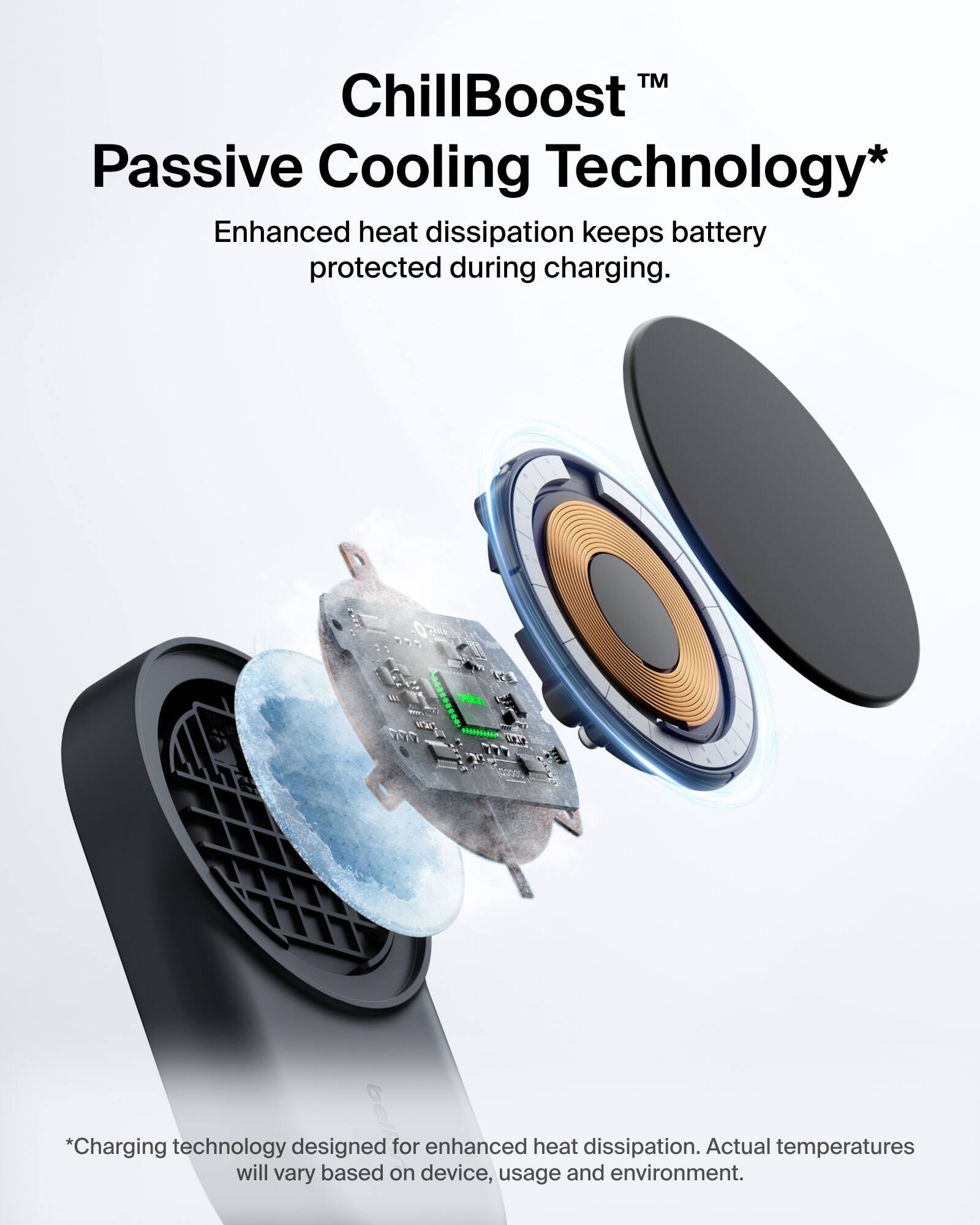 ChillBoost™  
Passive Cooling Technology*  
Enhanced heat dissipation keeps battery protected during charging.  

*Charging technology designed for enhanced heat dissipation. Actual temperatures will vary based on device, usage and environment.