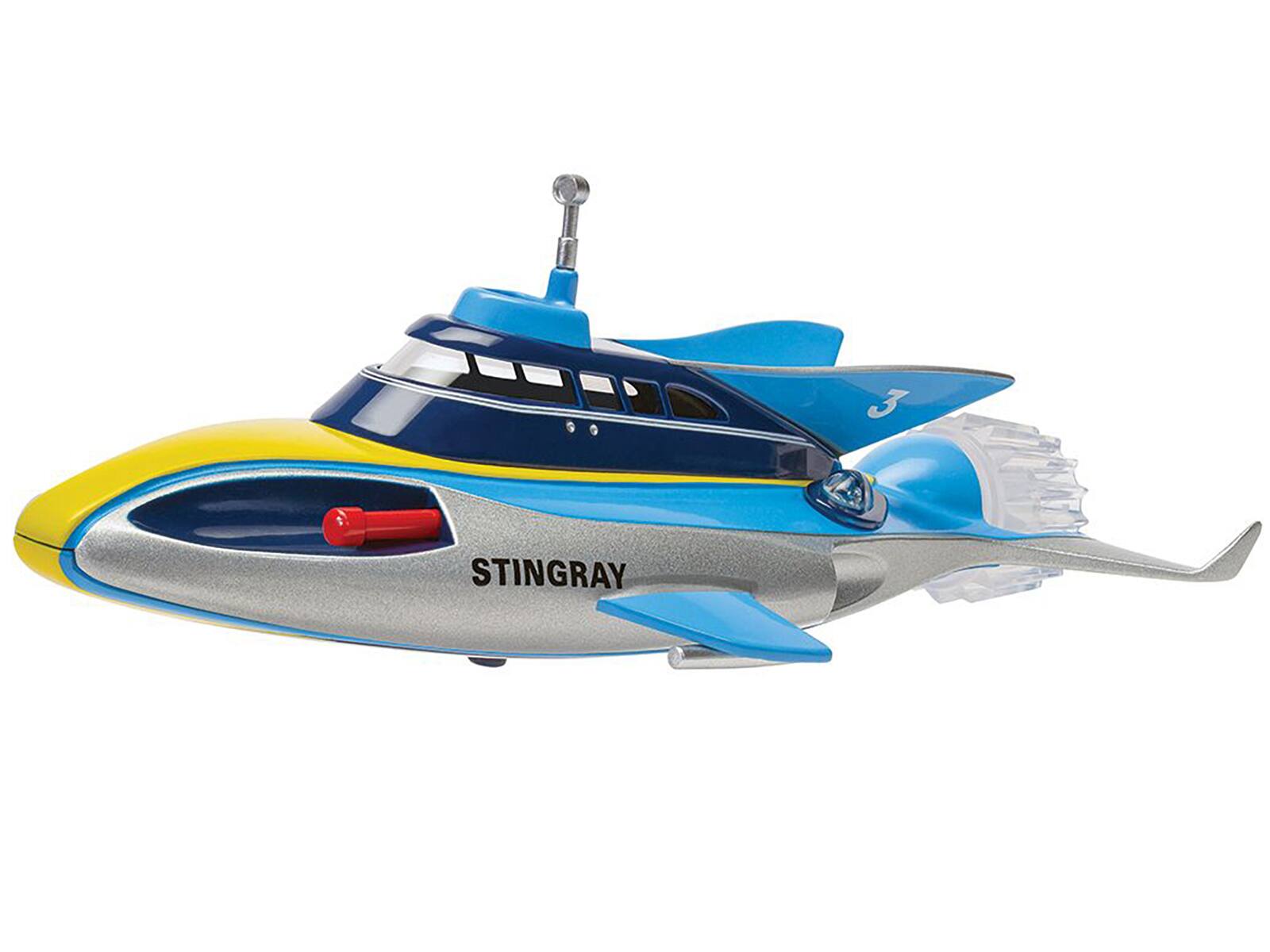 Alt View 1. Corgi - Stingray Submarine Blue and Silver with Yellow Stripes "Gerry Anderson's Stingray" (1964) TV Series Model by Corgi.