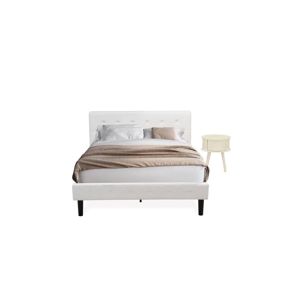 Alt View 4. East West Furniture - NL19Q-1GO05 2 Piece Queen Bed Set - 1 Bed White Velvet Fabric Headboard and 1 Night Stand for Bedroom - White Finish - White Velvet.