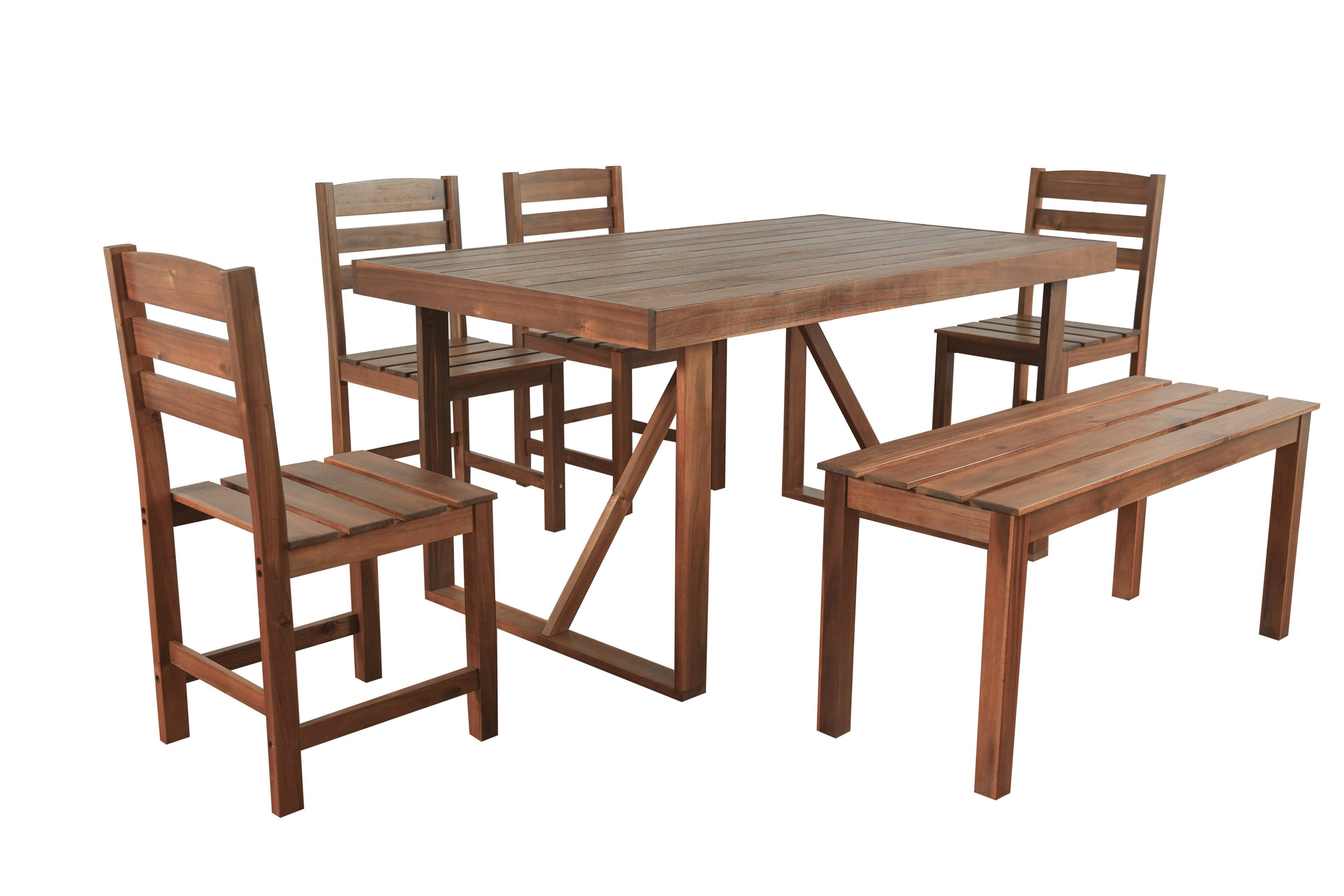 Alt View 2. Mondawe - 5 Pieces Acacia Wood Outdoor Table and Chair Set - Brown.