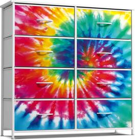 Sorbus - 8 Drawers Dresser- Storage Unit with Steel Frame, Wood Top, Fabric Bins - for Bedroom, Closet, Office, and more - Tie Dye Rainbow