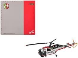 Herpa - Aerospatiale Alouette III Helicopter Polizeifliegerstaffel NRW (D-HEFT) White Red Green Stripes 1/72 - White ,Red, Green