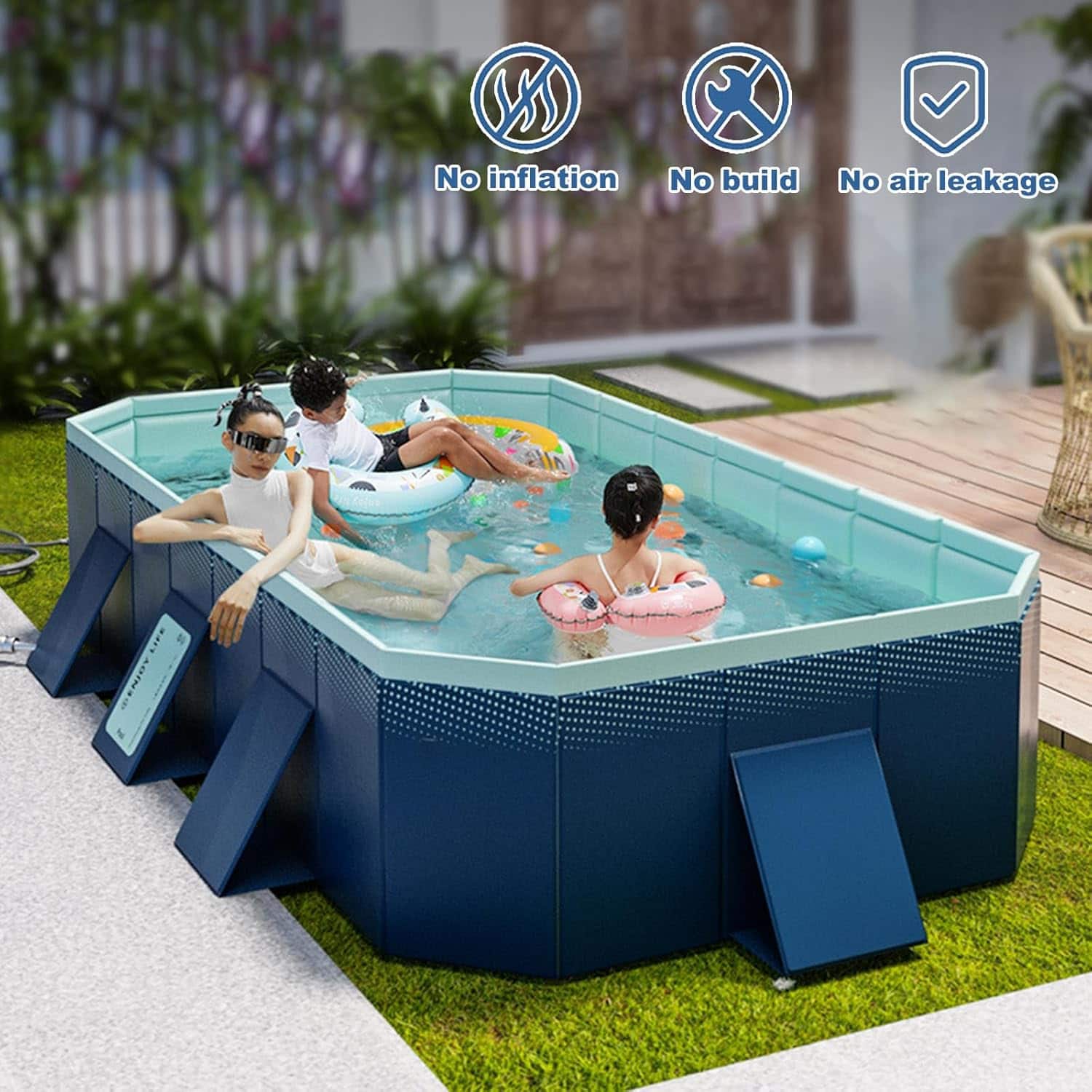 MOOSOO - 72 Inch Foldable Kids Pool with MDF Lining, Indoor/Outdoor Water Play & Ball Pit -Swimming Pool for Adults