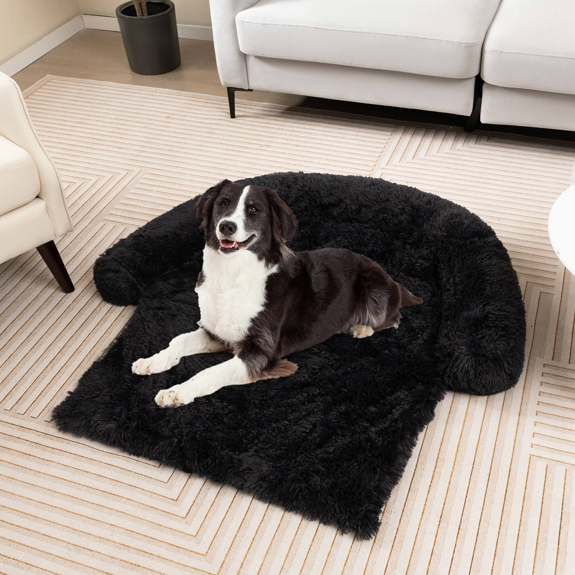 Alt View 4. Costway - Costway Plush Calming Dog Couch Bed with Anti-Slip Bottom Plush Mat for Medium Dogs & Cats - Black.