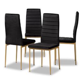 Baxton Studio - Armand Glam Velvet Fabric Upholstered and Gold Finished Metal 4-Piece Dining Chair Set - Black/Gold