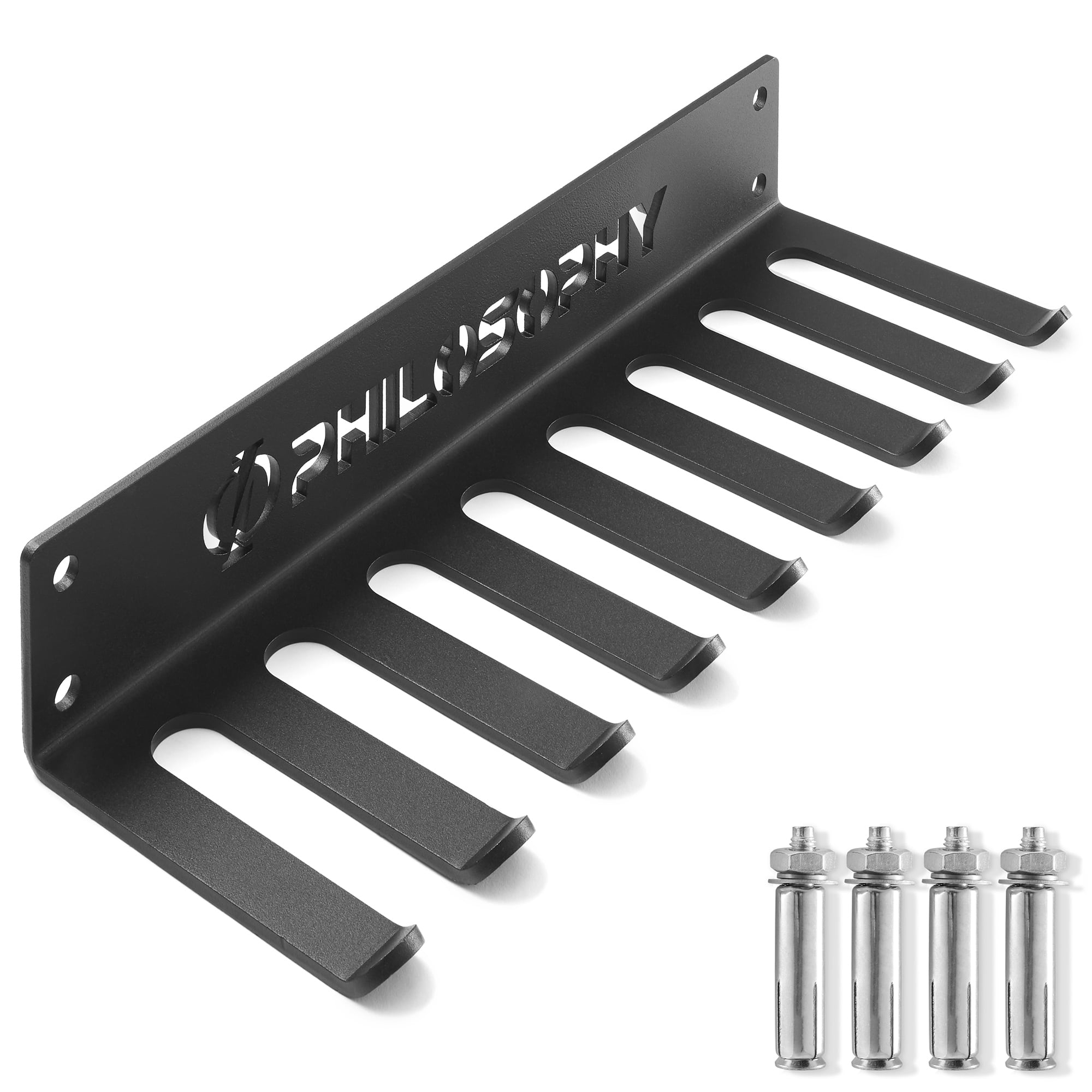 Philosophy Gym - Accessory Rack Organizer - 9 Prong - Wall Mounted Multi-Purpose Storage - Black