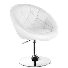 Ecooso - Office Chair Adjustable Modern Swivel Round Tufted Chair - White