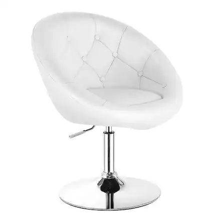 Front. Ecooso - Office Chair Adjustable Modern Swivel Round Tufted Chair - White.