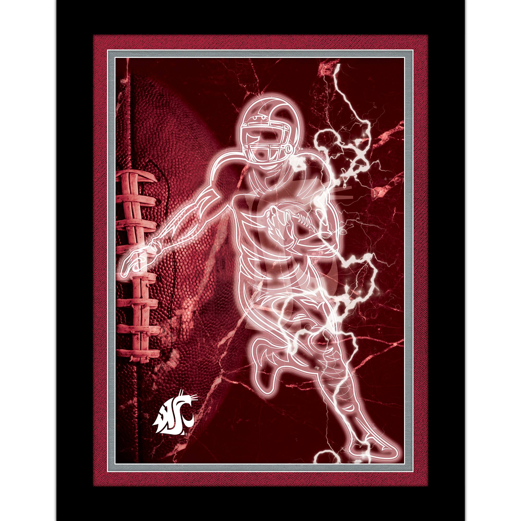 Black Washington State Cougars 12'' x 16'' Framed Neon Player Print