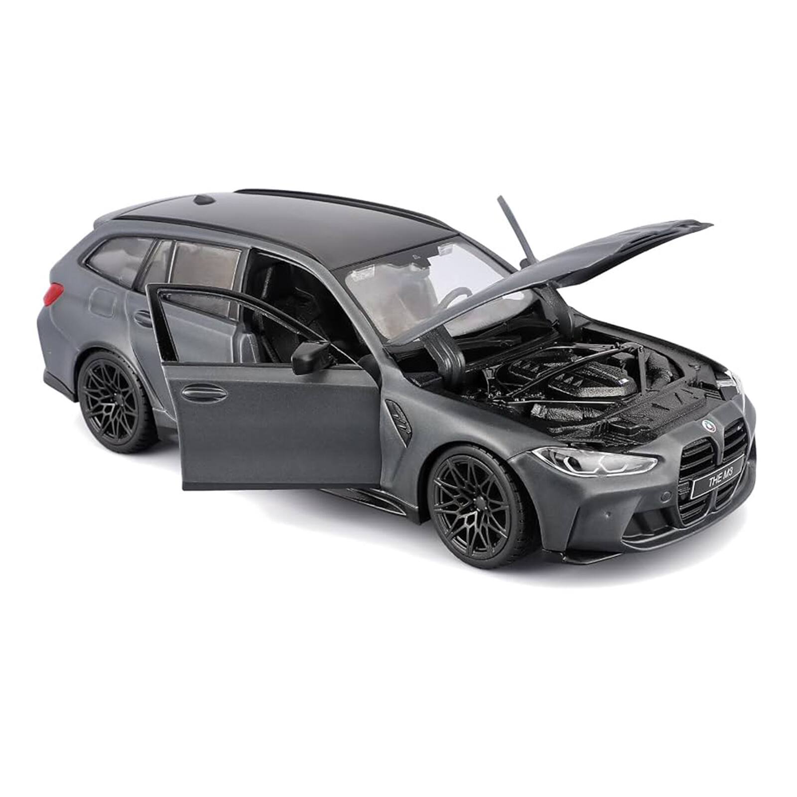 Alt View 1. Bburago - 2023 BMW M3 Touring Matt Gray Metallic with Black Top 1/24 Diecast Model Car by Bburago.