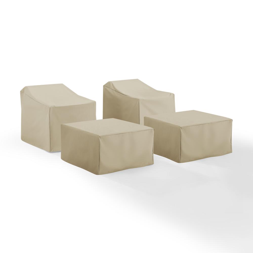 Angle. Crosley Furniture - 4Pc Outdoor Furniture Cover Set - 2 Arm Chairs & 2 Ottomans - Tan.