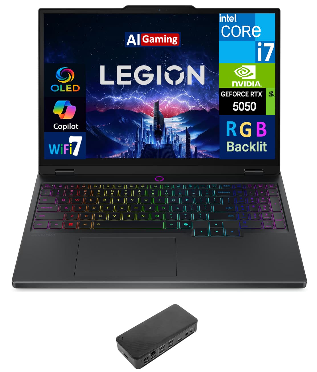 Lenovo - Legion 5i Laptop 15.1 WQXGA (Intel i7-14700HX, 64GB DDR5, 4TB PCIe SSD, GeForce RTX 5050, Win 11 Pro) - Eclipse Black