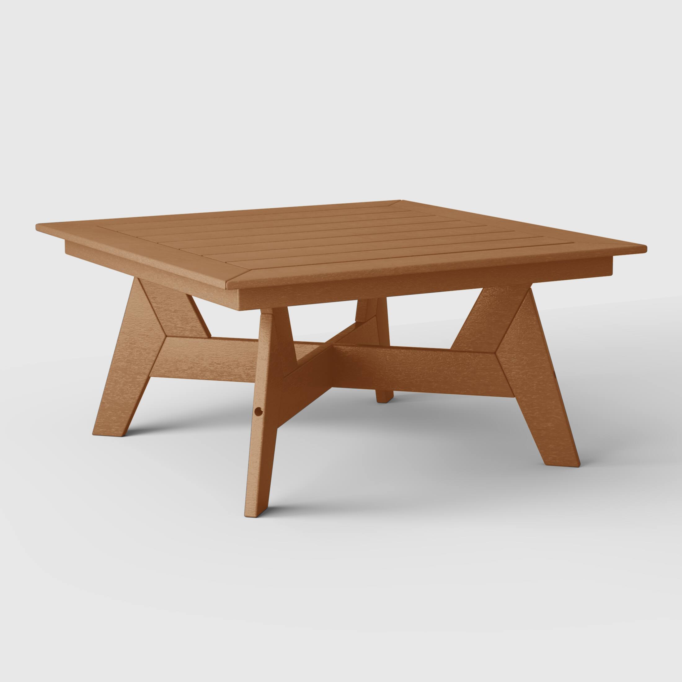 Left. WestinTrends - WestinTrends Avalon Modern Low Outdoor Patio Square HDPE Coffee Table - Teak.