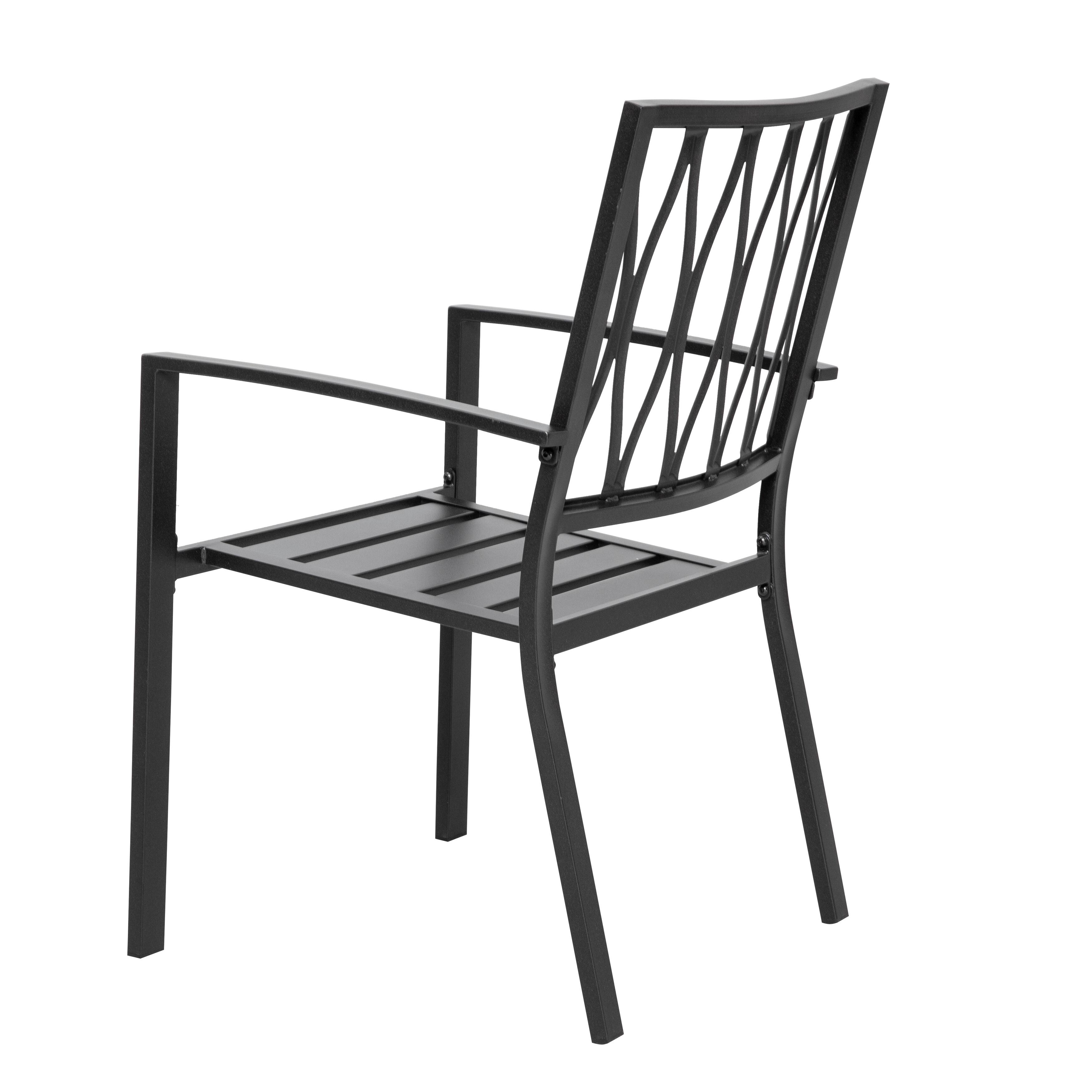 Alt View 8. Nuu Garden - Set of 2 Outdoor Patio Chairs, Powder-Coated Iron Frame Bistro & Dining Chairs for Garden - Black.
