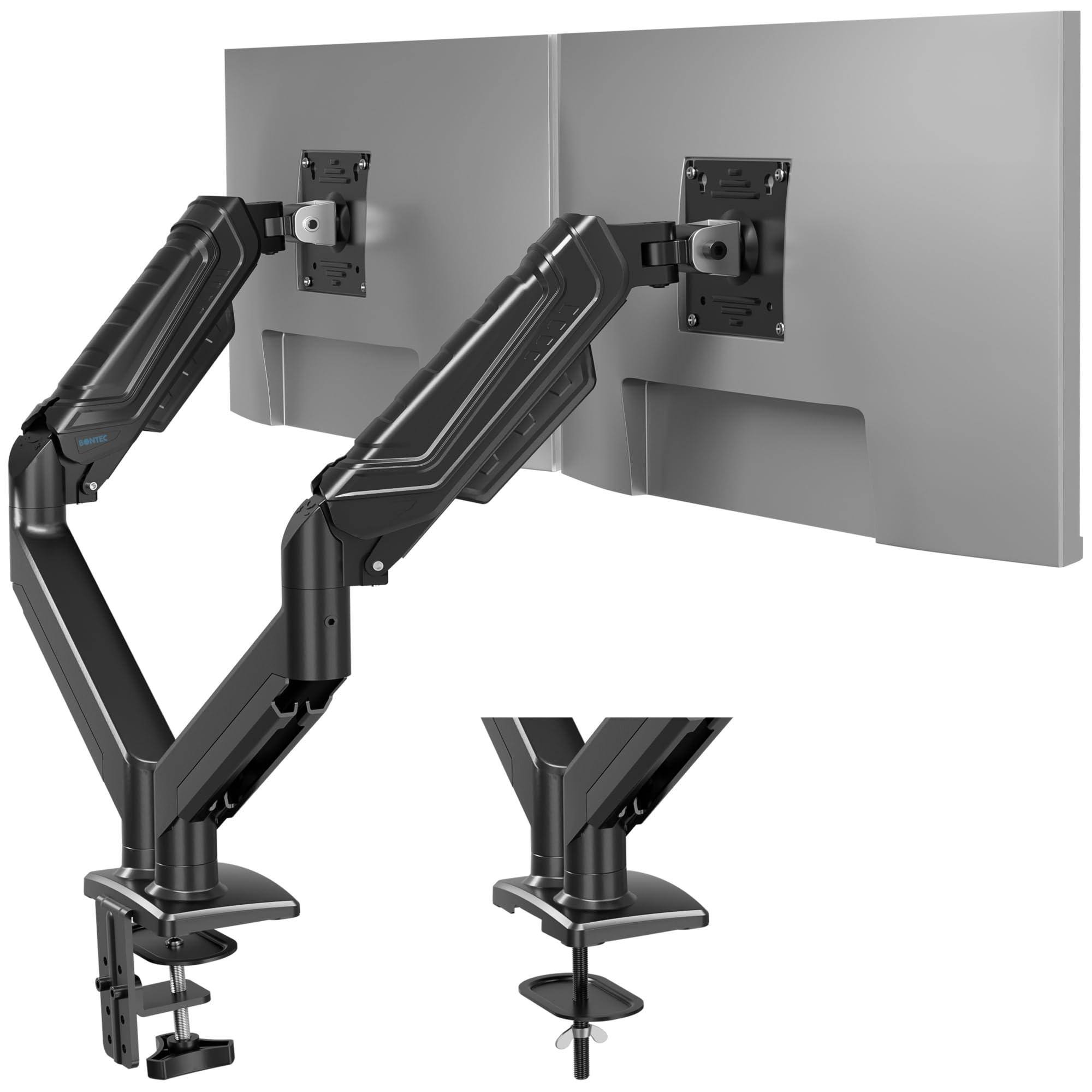 Cedar Assembly - Dual Monitor Stand For Screens Gas Spring Adjustable Arm Full Motion Vesa 75x75/ Desk Mount With Tilt Swivel - 15-34 Inch Dual Arms