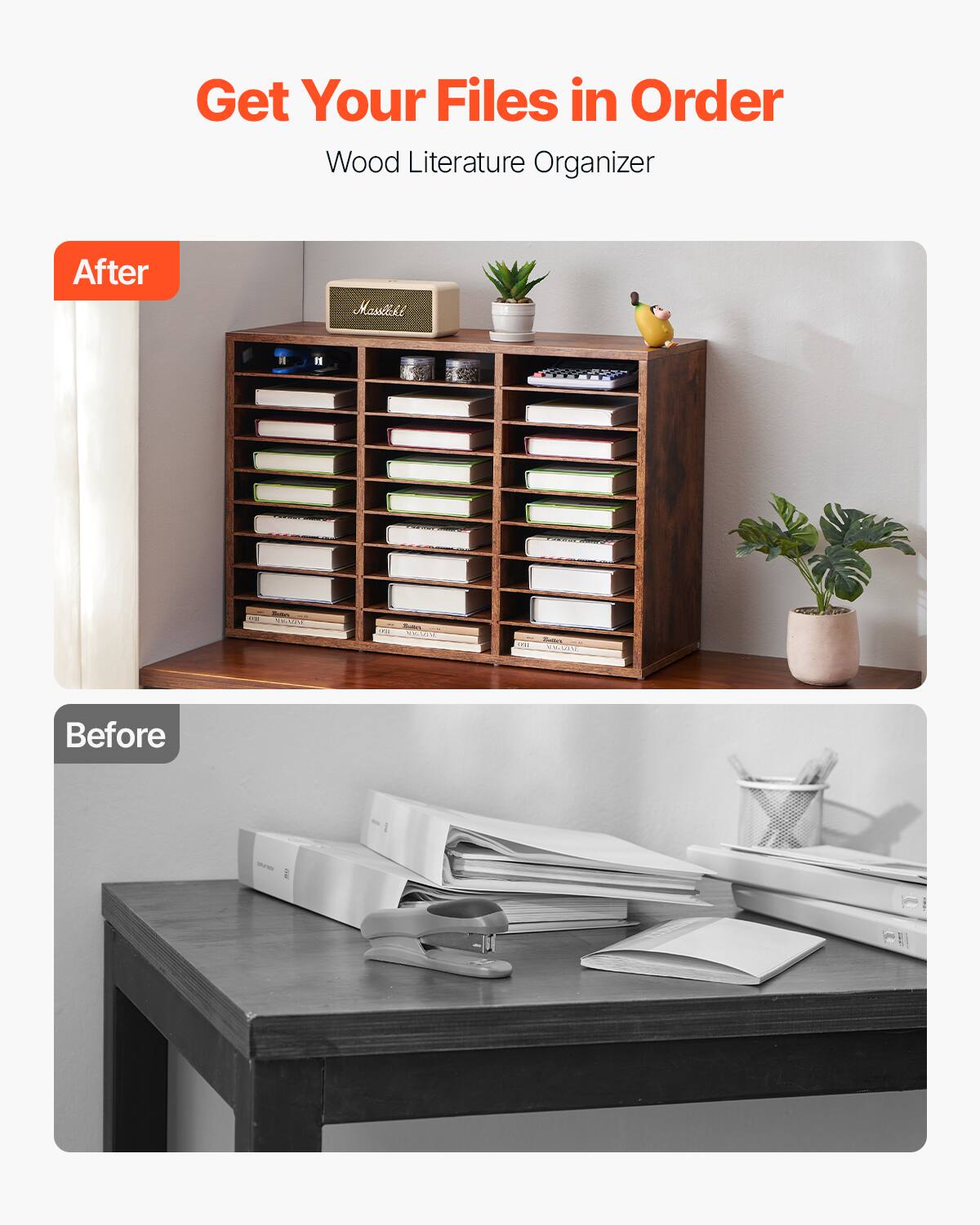 Get Your Files in Order  
Wood Literature Organizer  

After  

Before