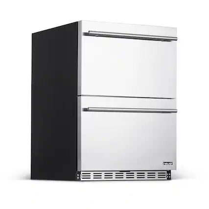 Front. NewAir - 20-Bottle or 80-Can Dual Drawer Wine Refrigerator - Stainless Steel.