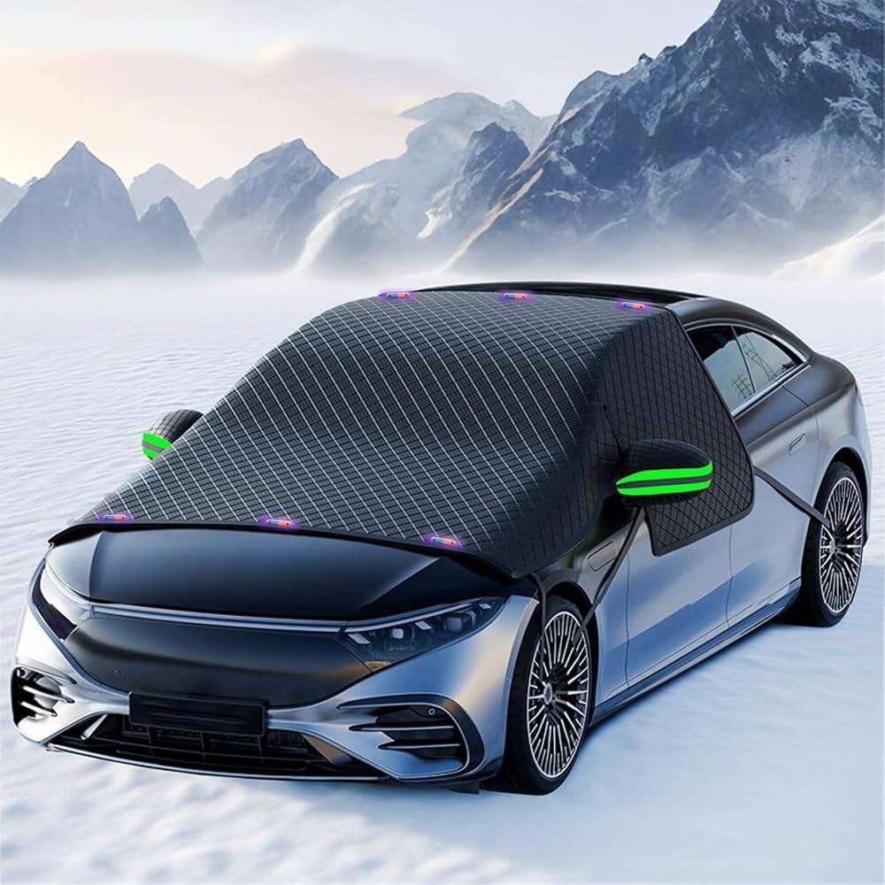 Alt View 2. Acteck - Magnetic Windshield Snow Cover with Side Panel & Mirror Protectors, Universal Large Frost Shield for Car, SUV & Truck - Black.