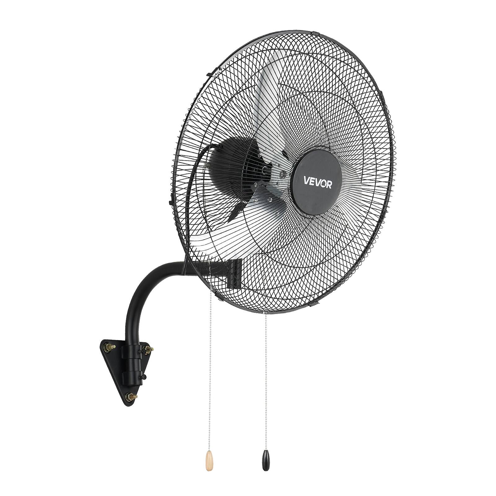 Alt View 5. VEVOR - Wall Mount Fan, 20 in Wall Mounted Hanging Fan Oscillating, 3-Speed, Long Airflow Distance, Adjustable Rotation Angle - Black.
