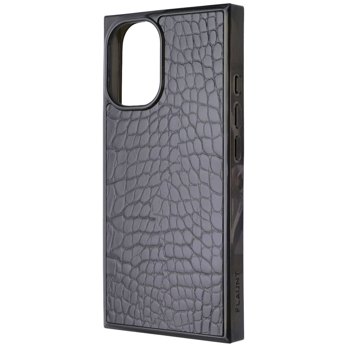 Front. Square - Square by Flaunt Case for MagSafe for Apple iPhone 16 - Black Crocodile - Black.