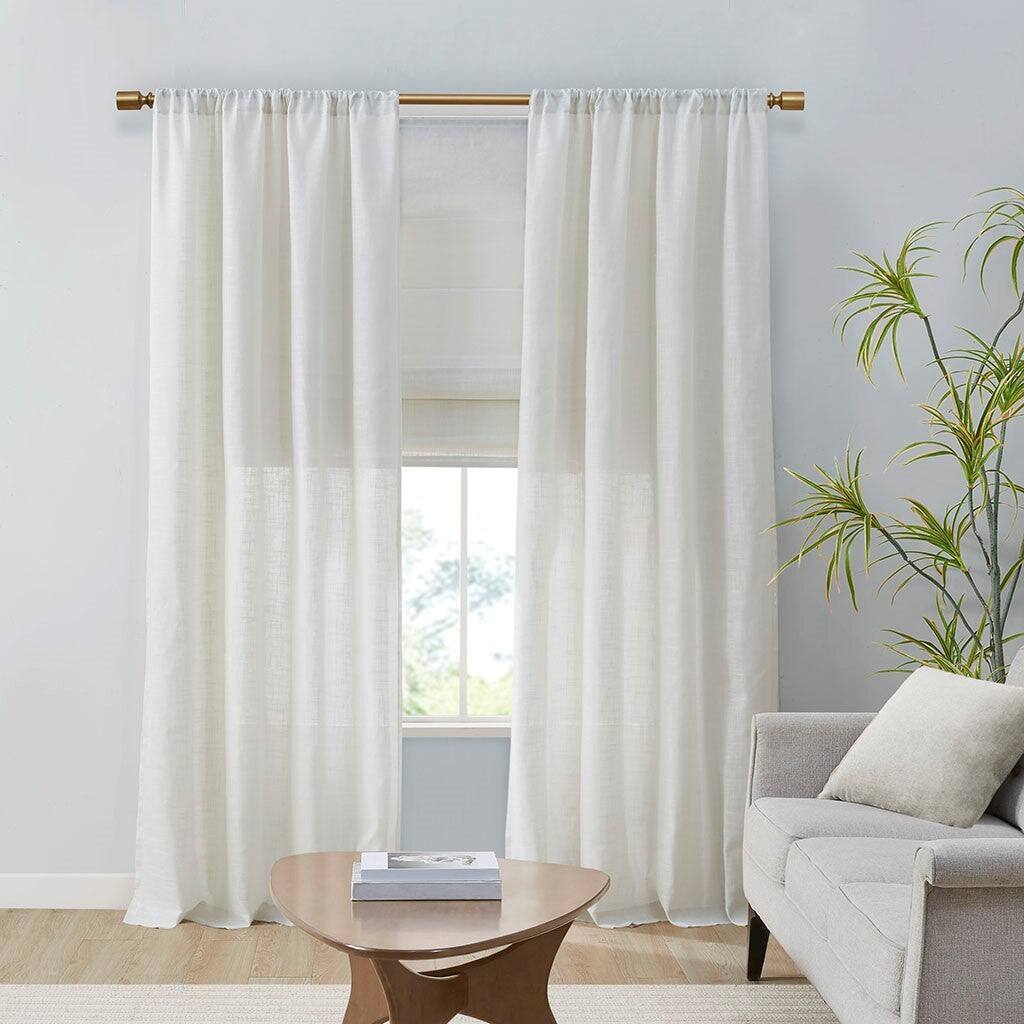 Alt View 5. BreeBe - Linen Blend Light Filtering Cordless Roman Shade White 34x64' - White.
