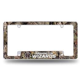 Rico Industries - Washington Wizards Chrome Metal License Plate Frame with Bold Mossy Oak Camouflaged Camo Design - Multi