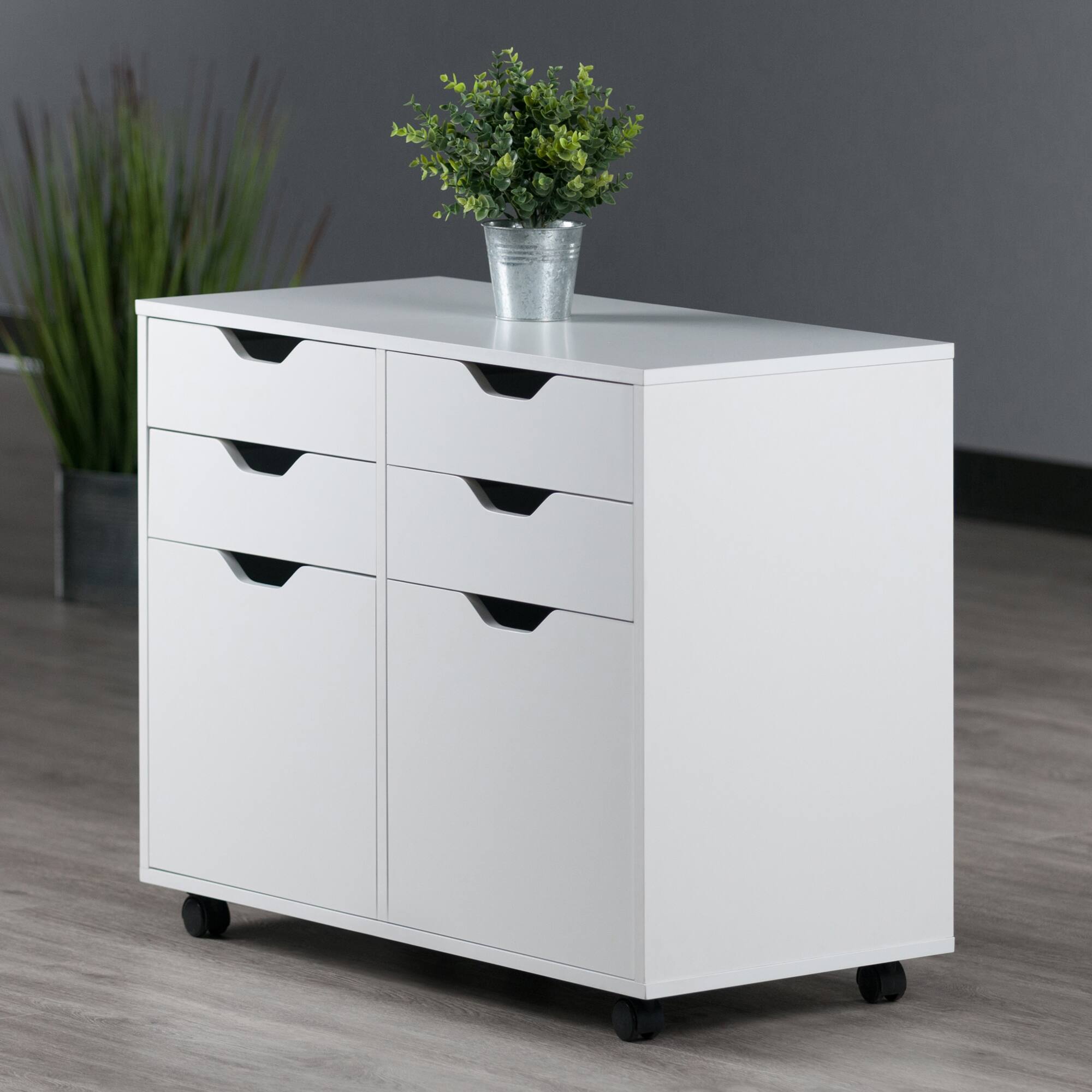 Alt View 8. Winsome Wood - Halifax 2-Door, 4-Drawer Mobile Cabinet - White.