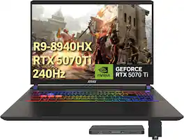 MSI - Vector 16" QHD 240Hz Gaming Laptop,AMD Ryzen 9 8940HX,RTX 5070Ti,32GB RAM,1TB SSD+1TB Docking Station,Win11 Pro - Gray