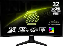 MSI - MAG32CQ6F 32" Curved Wild QHD 180Hz 0.5ms Adaptive Sync Gaming Monitor withHDR400(DisplayPort, HDMI, ) - Black