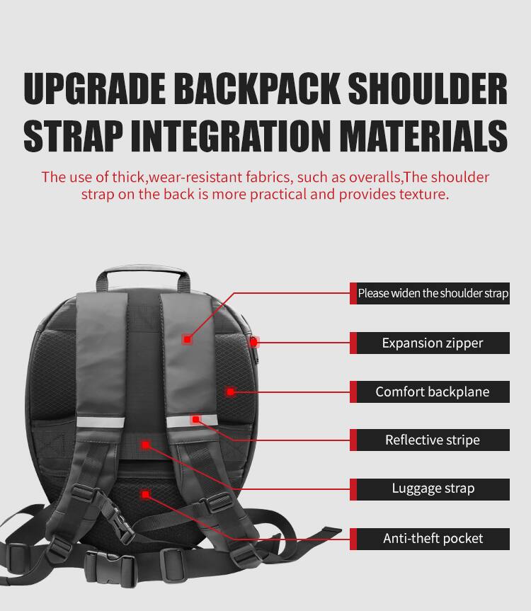 UPGRADE BACKPACK SHOULDER STRAP INTEGRATION MATERIALS

The use of thick, wear-resistant fabrics, such as overalls, makes the shoulder strap on the back more practical and provides texture.

- Please widen the shoulder strap
- Expansion zipper
- Comfort backplane
- Reflective stripe
- Luggage strap
- Anti-theft pocket