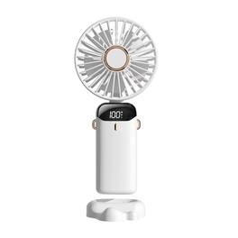 Cluzine - White 3-in-1 Handheld Portable Fan, 4000mAh, 5 Speeds, Neck Fan/Desk Fan for Makeup & Travel