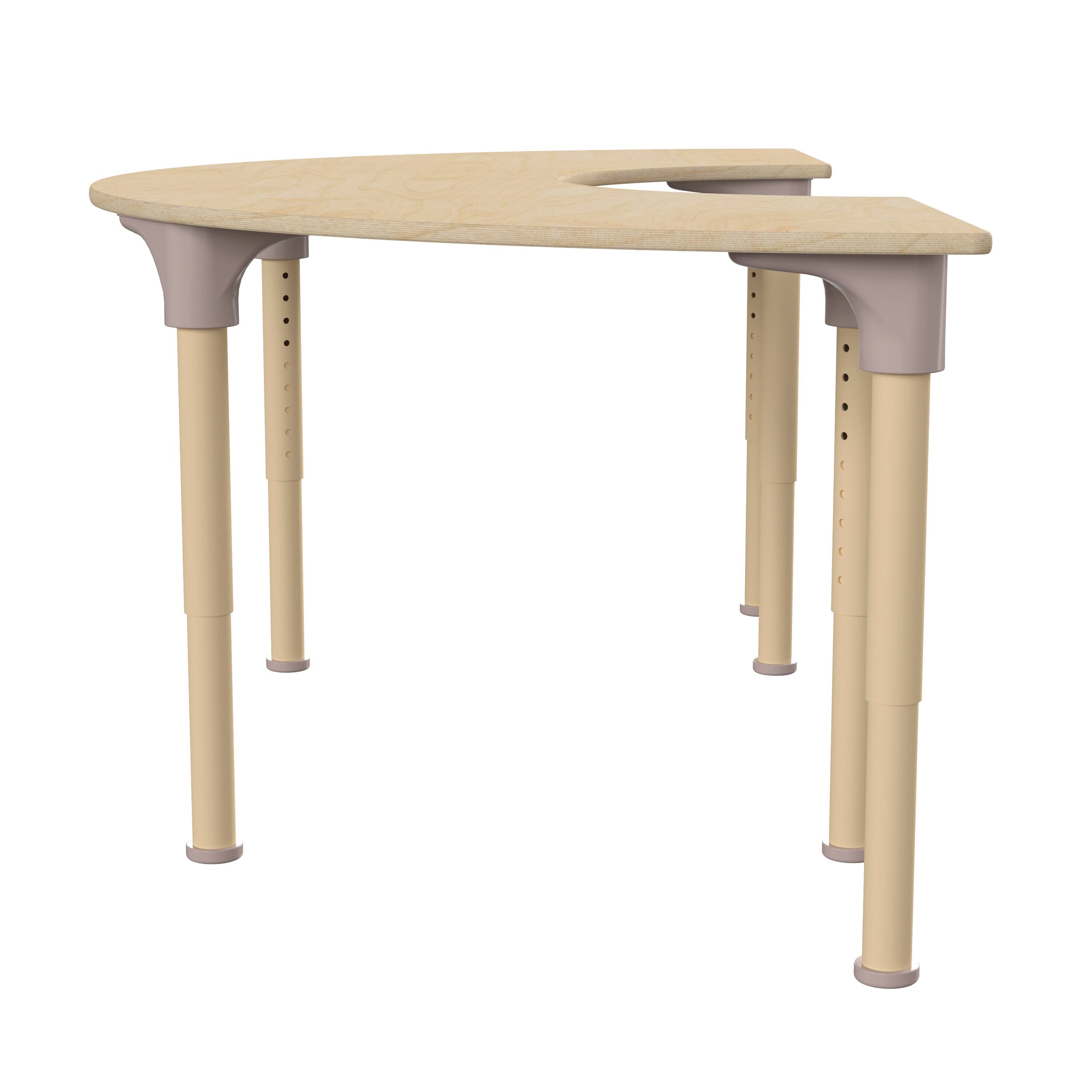 Left. Flash Furniture - Bright Beginnings 59" Commercial Grade Wooden Half Circle Adjustable Height Classroom Activity Table - Metal Legs Adjust - Natural.